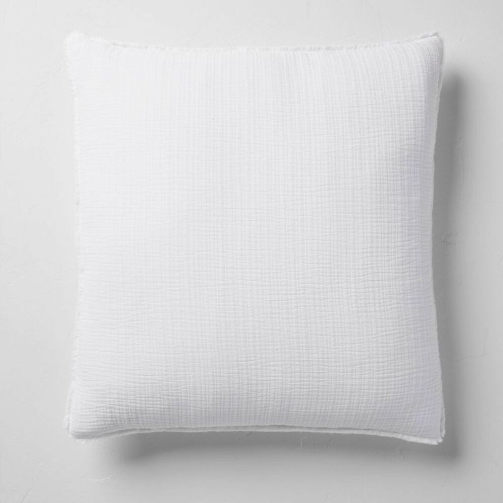 Open Box - Casaluna - Euro 26''x26'' Textured Chambray Cotton Decorative White